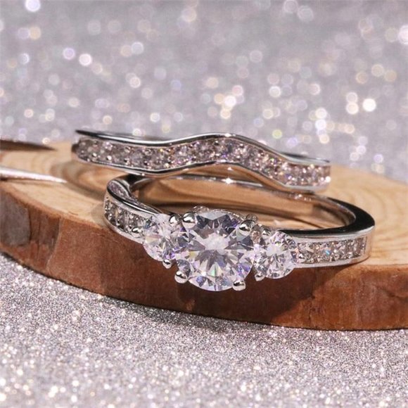 Shiny Round CZ Luxury Silver Beautiful Wedding Ring for Women, K876 - Picture 6 of 11